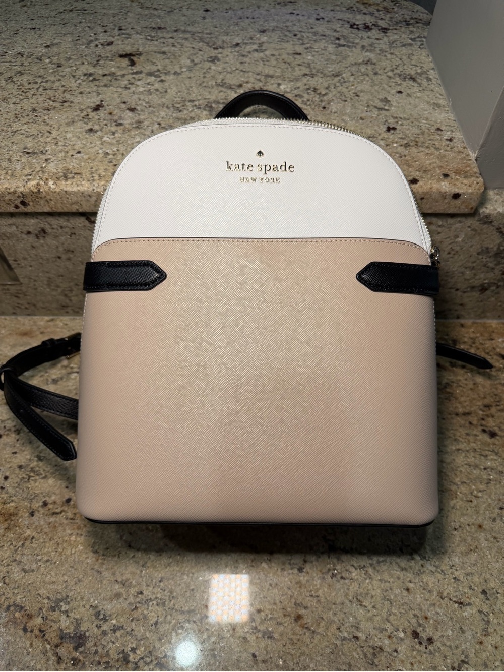 kate spade white and tan backpack with matching wallet. Never used.
